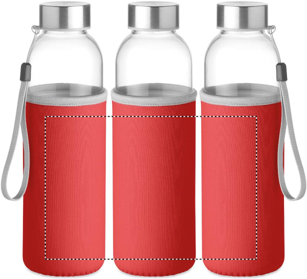 Glastrinkflasche mit Neoprenhülle 500 ml: Transferdruck – Beutel