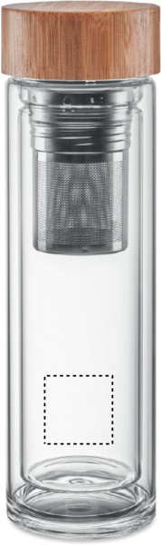 Doppelwandige Glasflasche München 400 ml: Logoposition – unterer Bereich der Produktvorderseite
