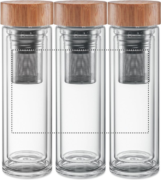 Doppelwandige Glasflasche München 400 ml: Rundum-Siebdruck – rund um das Produkt