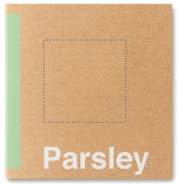 Terreau avec graines « PARSLEY »: Emplacement du logo – partie supérieure de la face avant du produit