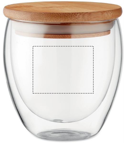 Double wall glass with bamboo lid Hamburg 250 ml: Logo position – front of the product