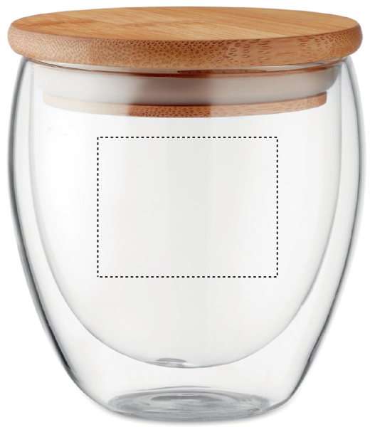 Double wall glass with bamboo lid Hamburg 250 ml: Logo position – back of the product