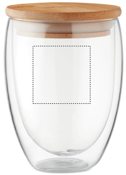 Doppelwandiges Glas mit Bambusdeckel Cologne 350 ml: Logoposition – Rückseite des Produkts
