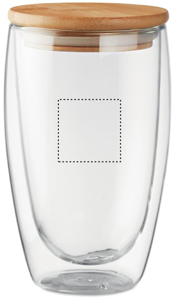 Double wall glass with bamboo lid Frankfurt 450 ml: Logo position – front of the product
