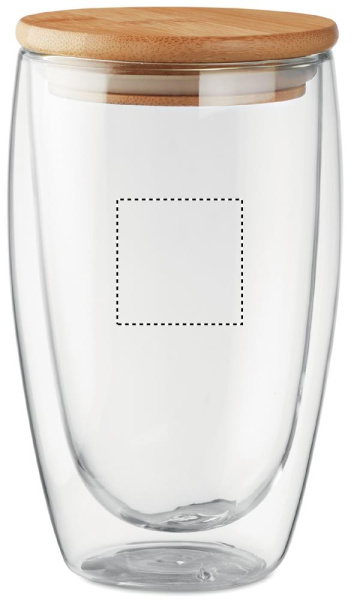Double wall glass with bamboo lid Frankfurt 450 ml: Logo position – back of the product