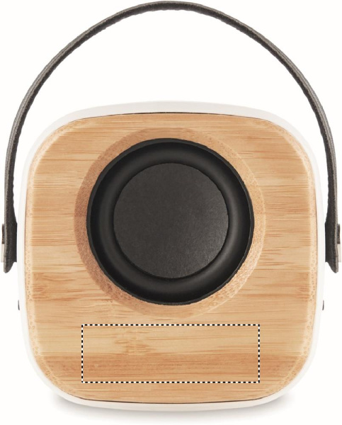 Enceinte 3 W avec face avant en bambou: Emplacement du logo – face avant du produit