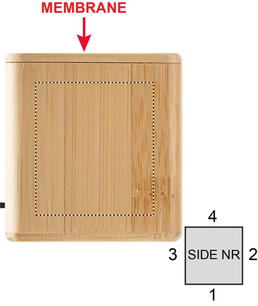 Enceinte sans fil en bambou: Emplacement du logo — Face 3 du produit