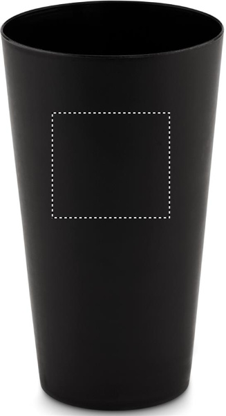 Uudelleenkäytettävä tapahtumamuki 500 ml: Logon sijainti – tuotteen takaosan yläosa