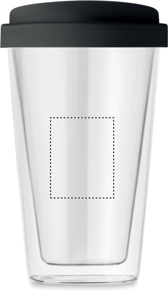 Augsta borsilikāta stikls 350ml: Logotipa izvietojums – izstrādājuma priekšpuse