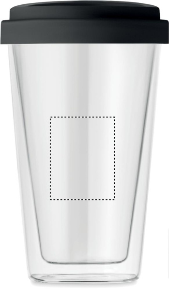 Augsta borsilikāta stikls 350ml: Logotipa izvietojums – izstrādājuma aizmugure