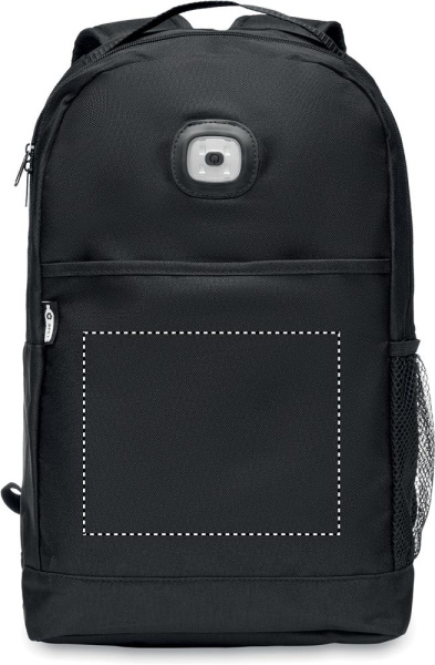 Sac à dos en RPET avec éclairage COB: Sérigraphie — Poche