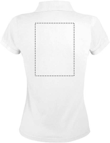 PRIME DAMEN POLO 200g: Logoposition – Rückseite des Produkts