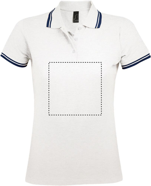PASADENA Damen Polo 200g: Logoposition – Vorderseite des Produkts