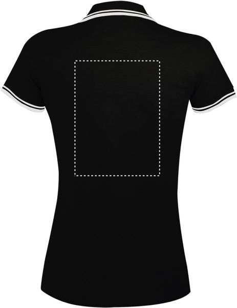 PASADENA Damen Polo 200g: Logoposition – Rückseite des Produkts