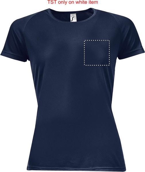 SPORTY DAMENT-SHIRT  140g: Logoposition – Brustmitte