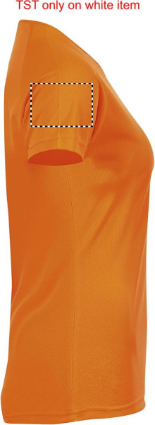 SPORTY DAMENT-SHIRT  140g: Logoposition – rechter Ärmel