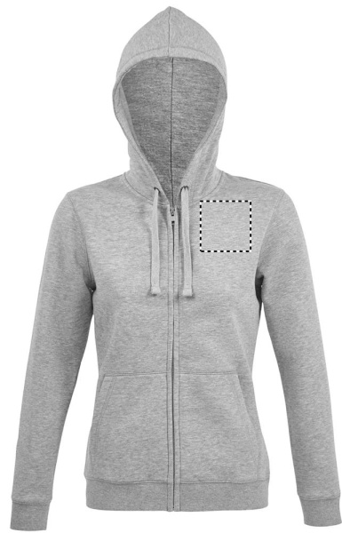 SPIKE WOMEN ZIP KAUPES SVIEDRI: Logotipa izvietojums – krūšu vidusdaļa