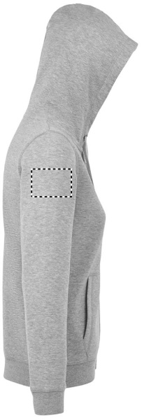 SPIKE WOMEN ZIP KAUPES SVIEDRI: Logotipa izvietojums – labā piedurkne