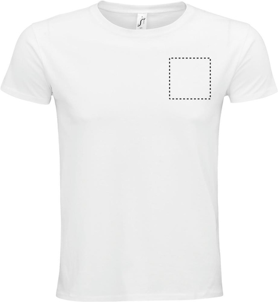EPIC UNI T-KREKLS 140g: Logotipa izvietojums – krūšu vidusdaļa