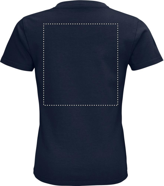 PIONEER BARN T-SHIRT 175g: Logotypens placering – produktens baksida