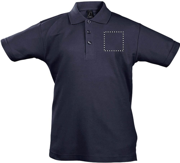SUMMER II KIDS Polo 170g: Logotipa izvietojums – krūšu vidusdaļa
