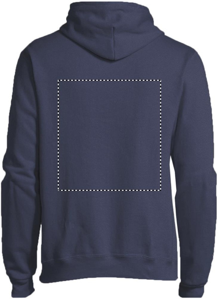 SNAKE Hood Sweater: Logotypens placering – nedanför huvan