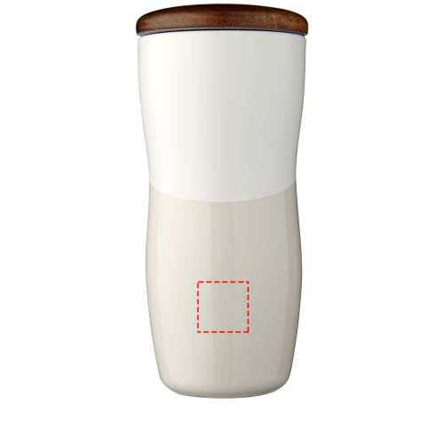 Reno 370 ml dvigubų sienelių keraminis puodelis: Logotipo vieta – gaminio priekinė pusė