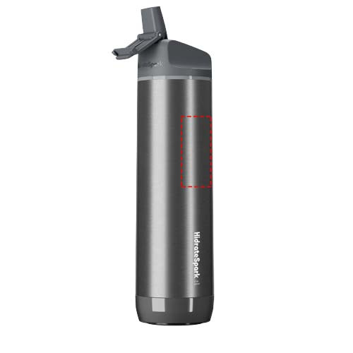 Bouteille à eau intelligente en acier inoxydable 620 ml à isolation sous vide HidrateSpark® PRO: Emplacement du logo – face avant du produit