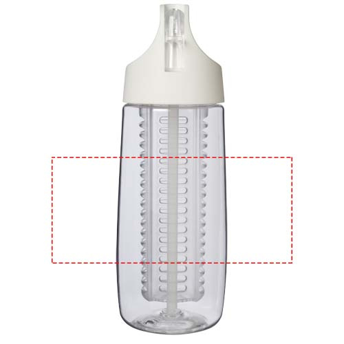 Спортивная бутылка HydroFruit из переработанной пластмассы объемом 700 мл с откидывающейся крышкой и инфузором: Место нанесения логотипа – по окружности изделия