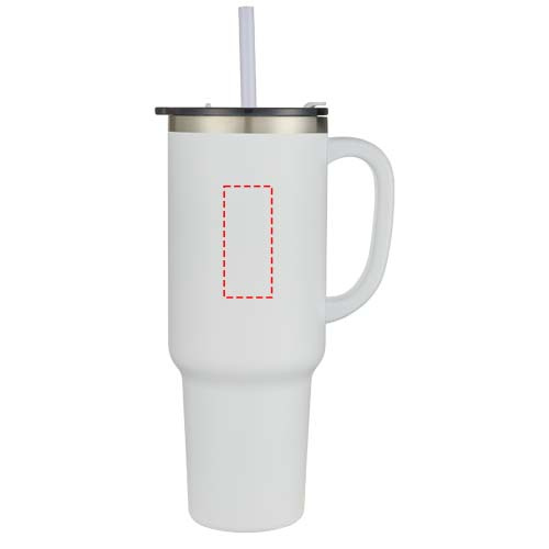 Sydney 1200 ml vakuumisolerad termosmugg med kopparskikt och sugrör: Logotypens placering – produktens framsida