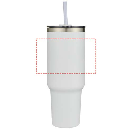 Sydney 1200 ml vakuumisolerad termosmugg med kopparskikt och sugrör: Logotypens placering – runt produkten