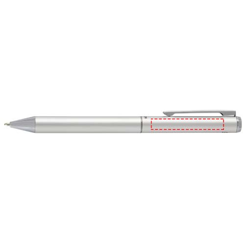 Lucetto recycled aluminium ballpoint and rollerball pen gift set: Logo position – ballpoint pen cap
