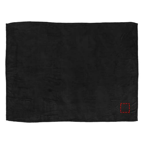 Bay extra mjuk filt i korallfleece: Logotypens placering – produktens framsida