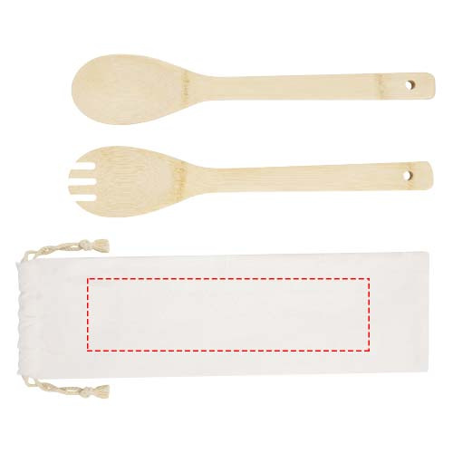 Couverts à salade en bambou Endiv: Emplacement du logo – pochette