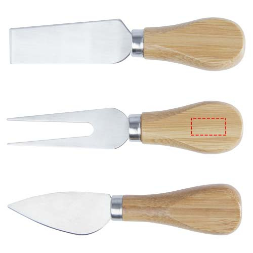 Mancheg magnetisk ostbricka och verktyg i bambu: Logotypens placering – gaffel
