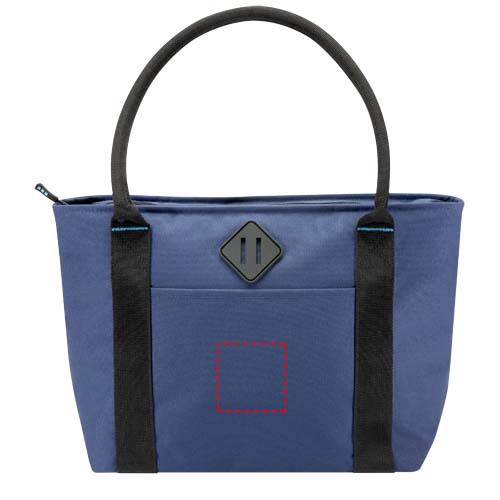 REPREVE® Our Ocean™ 11 liters kylande tygväska för 12 burkar i GRS RPET: Logotypens placering – produktens framsida