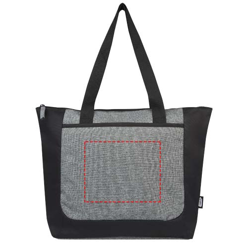Reclaim GRS recycled two-tone zippered tote bag 15L: Logo position – front of the product