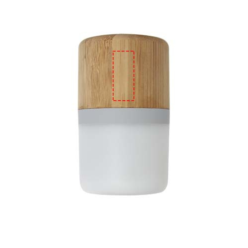 Aurea Bluetooth® -kaiutin valolla, bambua : Logon sijainti – tuotteen etupuoli