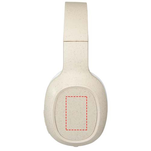 Casque Bluetooth® en paille de blé avec microphone Riff: Emplacement du logo — Coque de l’oreillette gauche