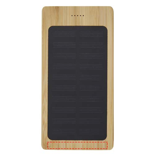 Alata 8000 mAh bambusest päikesepaneeliga akupank: Logo asukoht – allpool