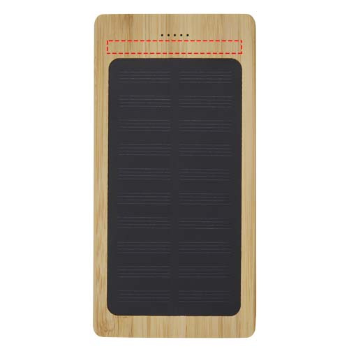 Alata 8000 mAh bambusest päikesepaneeliga akupank: Logo asukoht – eespool
