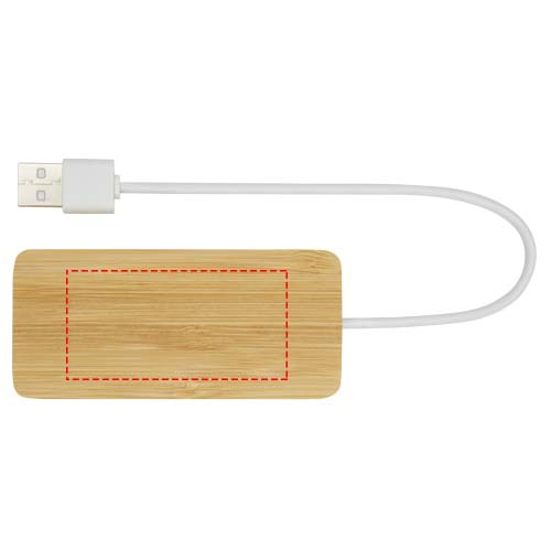 Tapas USB-hubb av bambu: Logotypens placering – produktens framsida