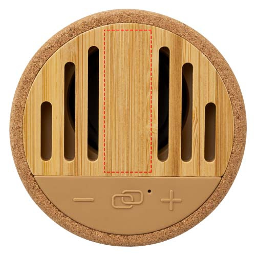 Cerris 5W kamštinė Bluetooth® garsiakalbis: Logotipo vieta – gaminio viršus