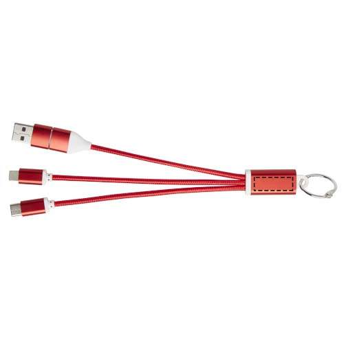 Metal 4-in-1 Ladekabel aus recyceltem Aluminium mit Schlüsselanhänger: Logoposition – Rückseite des Produkts