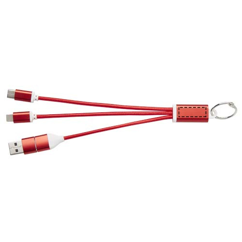 Metal 4-in-1 Ladekabel aus recyceltem Aluminium mit Schlüsselanhänger: Logoposition – Vorderseite des Produkts