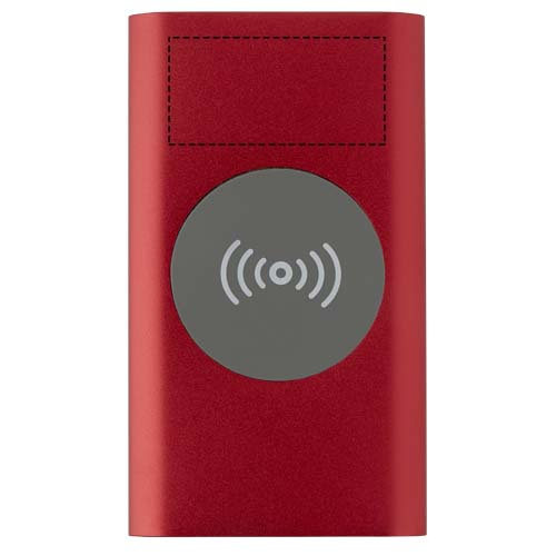 Juice 4000 mAh Type-C bezvadu ārējais akumulators no pārstrādāta alumīnija: Logotipa izvietojums – izstrādājuma priekšpuse