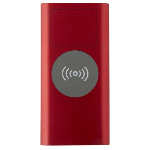 Juice 8000 mAh Type-C bezvadu ārējais akumulators no pārstrādāta alumīnija: Logotipa izvietojums – izstrādājuma priekšpuse