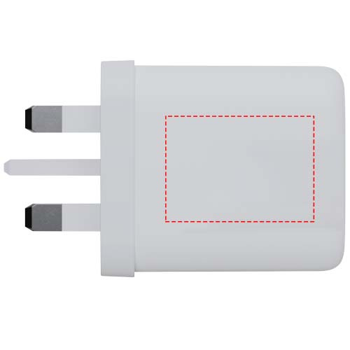 Xtorm XEC067G GaN² Ultra 67 W -seinälaturi UK-pistokkeella: Logon sijainti – tuotteen takaosa