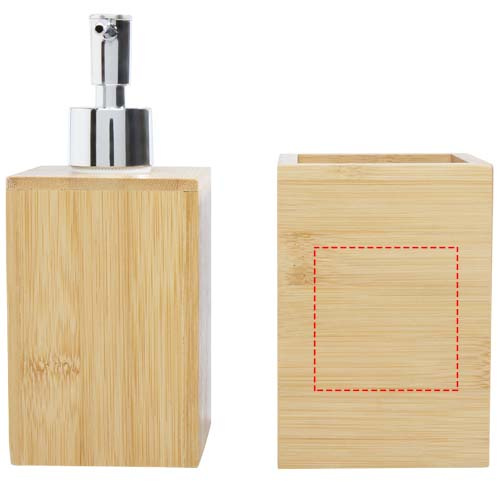 Hedon 3-piece bamboo bathroom set: Logo position – brush holder