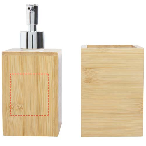 Hedon 3-piece bamboo bathroom set: Logo position – liquid soap holder